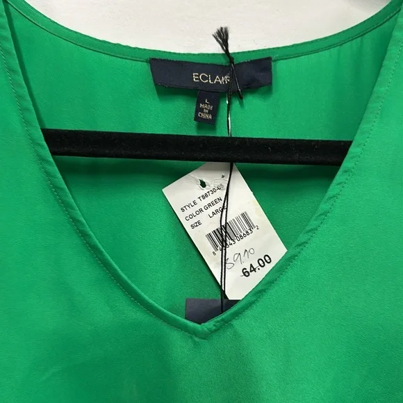 New eclair ruffle sleeve green blouse L - Picture 2 of 5